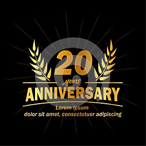 20th anniversary design template. 20th years vector and illustration.