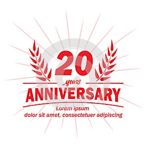 20th anniversary design template. 20th years vector and illustration.