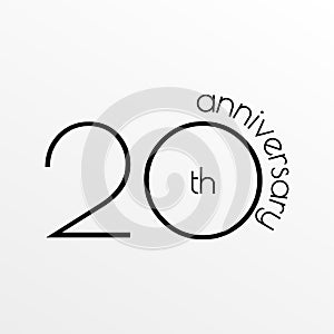 20th anniversary icon. 20 years celebrating and birthday logo. Vector illustration