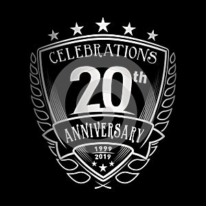 20th shield anniversary logo. 20th  and illustration.