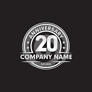 20th year anniversary emblem logo design vector template