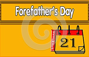 21 December, Forefather's Day, Text Effect on yellow Background