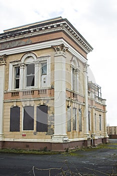 21 February 2018 The ruins of the historic Crumlin Road courthouse in Belfast Northern Ireland that was damaged by fire