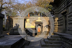 21 March 2024, Saswad, Maharashtra, India, Beautifully carved Changa Vateshwar Shiva Hemadpanti Temple, Ancient Temple