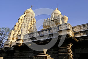 21 March 2024, Saswad, Maharashtra, India, Beautifully carved Changa Vateshwar Shiva Hemadpanti Temple, Ancient Temple