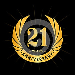 21 years anniversary design template. Elegant anniversary logo design. Twenty-one years logo.