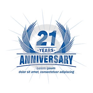 21 years anniversary. Elegant anniversary design. 21st years logo.