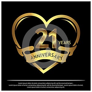 21 years anniversary golden. anniversary template design for web, game ,Creative poster, booklet, leaflet, flyer, magazine, invita