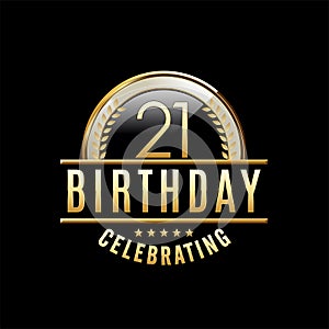 21st Anniversary emblem. Birthday premium badge