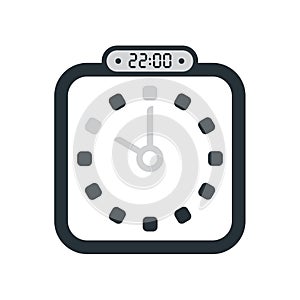 The 22:00, 10 pm icon isolated on white background, clock and wa
