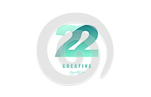 22 green pastel gradient number numeral digit logo icon design