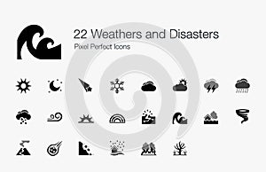 22 Weathers and Disasters Pixel Perfect Icons