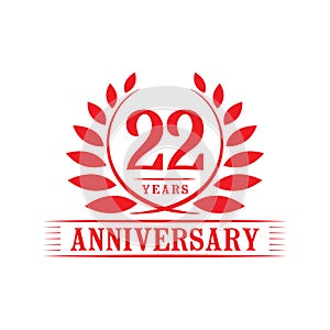 22 years anniversary celebration logo. 22nd anniversary luxury design template. Vector and illustration.