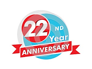 22 years anniversary logotype. Celebration 22nd anniversary celebration design