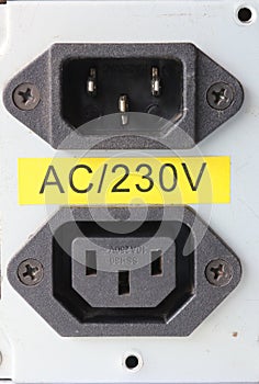 220 volt power inlet and outlet for power supply