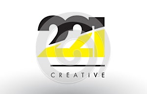 221 Black and Yellow Number Logo Design.