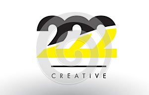 222 Black and Yellow Number Logo Design.