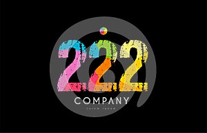 222 number grunge color rainbow numeral digit logo