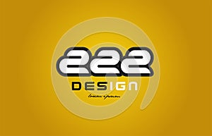 222 number numeral digit white on yellow background