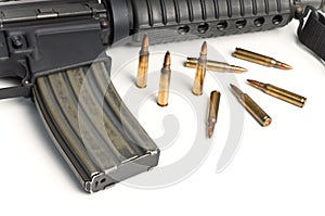 223 Bullets with M16 style Military Assault Rifle