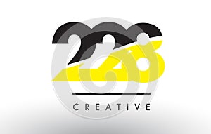 228 Black and Yellow Number Logo Design.