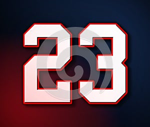 23 American Football Classic Sport Jersey Number in the colors of the American flag design Patriot, Patriots 3D illustration
