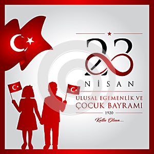 23 April, National Sovereignty and Childrens Day Turkey celebration card.