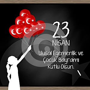 23 April, National Sovereignty and Childrenâ€™s Day Turkey celebration card.