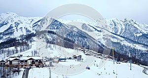 23 February 2022 Olympic village, Adler, Rosa Khutor, Sochi ski and snowboarding resort In Russian mountains, Caucassian