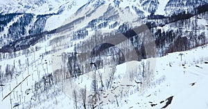 23 February 2022 Olympic village, Adler, Rosa Khutor, Sochi ski and snowboarding resort In Russian mountains, Caucassian