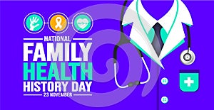 23 November is National Family Health History Day background template. Holiday concept.