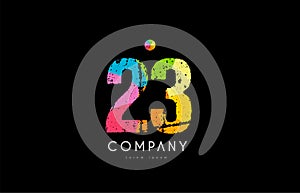 23 number grunge color rainbow numeral digit logo