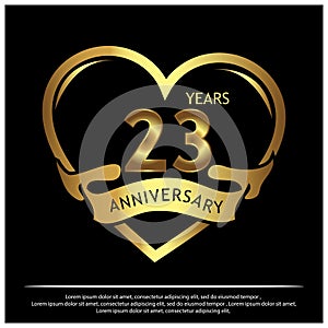 23 years anniversary golden. anniversary template design for web, game ,Creative poster, booklet, leaflet, flyer, magazine, invita