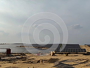 230 MW solar plant structure and Module mounting work in progress