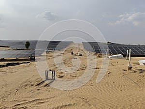 230 MW solar plant structure and Module mounting work in progress