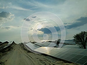 230 MW solar plant structure and Module mounting work in progress