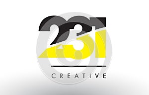 231 Black and Yellow Number Logo Design.