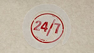 24 by 7 24 hour a day service round the clock stamp and stamping animation