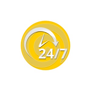 24 7 arrow icon, customer support, delivery and 24 hours