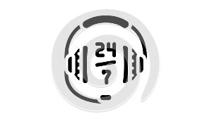 24 7 call center work glyph icon animation