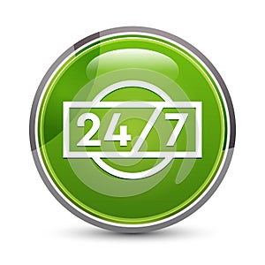 24/7 icon elegant green round button vector illustration