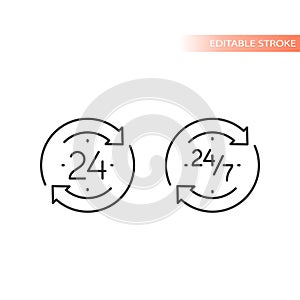 24 7 non stop arrow circle loop vector icon