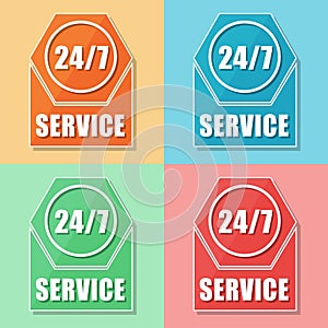 24/7 service, four colors web icons