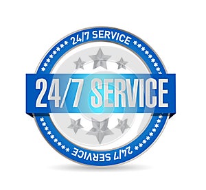 24-7 service seal sign concept illustration