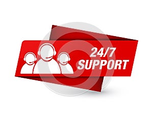 24/7 Support (customer care team icon) premium red tag sign
