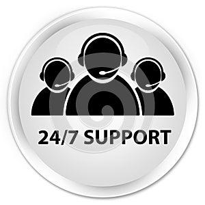 24/7 Support (customer care team icon) premium white round button