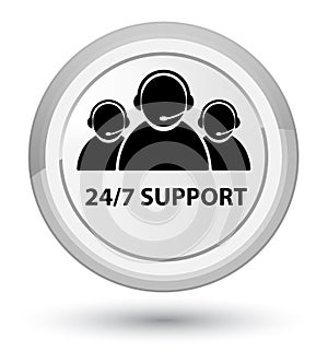 24/7 Support (customer care team icon) prime white round button