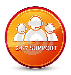 24/7 Support (customer care team icon) special glassy orange round button