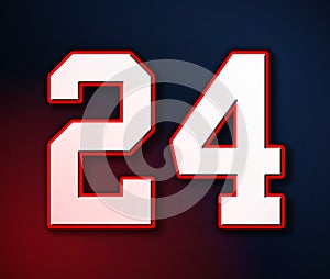 24 American Football Classic Sport Jersey Number in the colors of the American flag design Patriot, Patriots 3D illustration