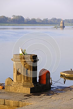 24 Feb 2024, Exterior View of the scenic tourist place Maheshwar fort or Ahilya fort in Madhaya pradesh in India. this monument on